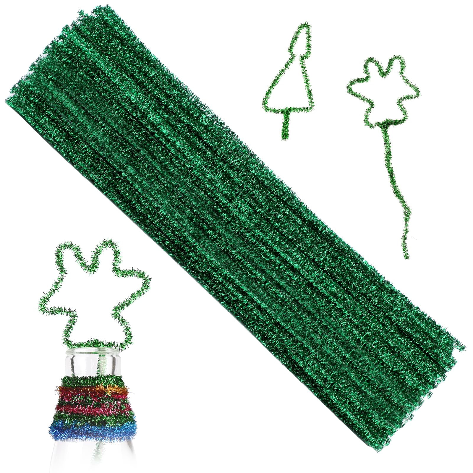 WILLED 100 Pieces Pipe Cleaners Chenille Stem, Glitter Gold Pipe