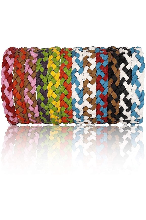 YUNOVA 12 Pack Mosquito Repellent Bracelets, PU Leather Insect & Bug Repellent Wrist Bands for Kids & Adults Outdoor Camping Fishing Traveling, Random Color