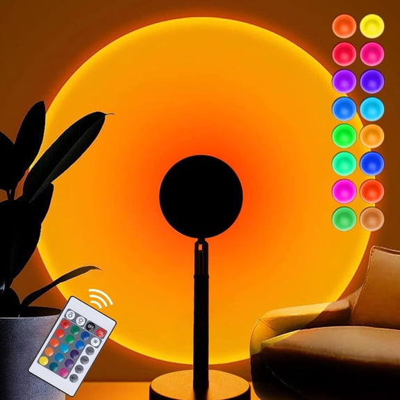 YUNOVA 16 Color Remote Sunset Lamp Sun Projection Lamp Romantic Visual Led Light Network Light with USB Modern Night Light for Living Room Bedroom Dcor