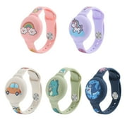 YUNOVA 2 Pack Waterproof Air Tag Bracelet for Kids, Cute Cartoon AirTag Holder for Kids Soft Silicone Full Coverage Hidden Airtags Wristband for Apple GPS Tracker Item Finders