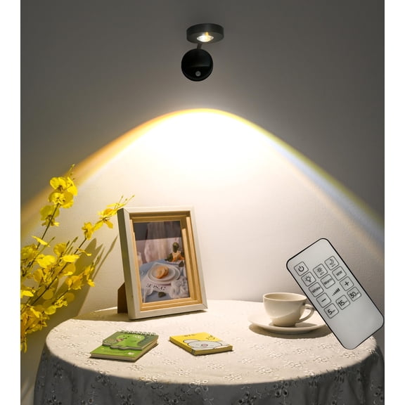 YUNOVA 2200mAh Motion Sensor Picture Light, Spotlight Painting Light, LED Wall Sconce, Night Light Lamp, Rechargeable Battery Operated 3 Color & Dimmable Magnetic 360° Rotation with Remote