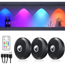 WILLED 3 Pack Rechargeable Puck Lights with Remote, 3 Colors Dimmable ...