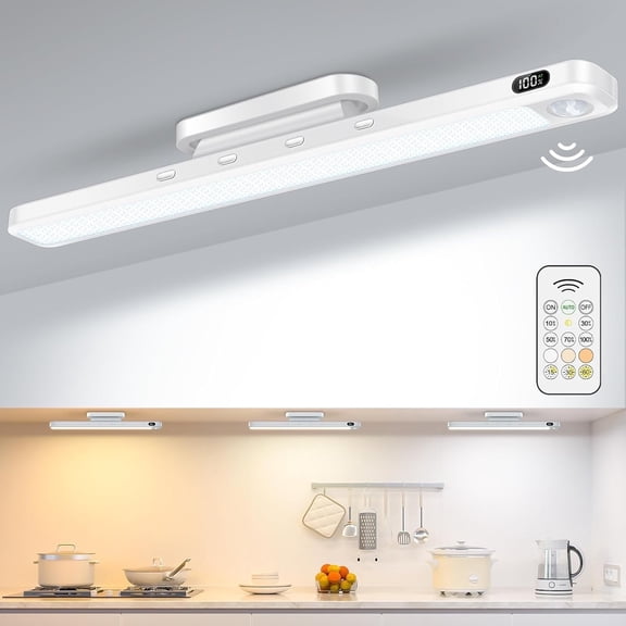 WILLED 3W Motion Sensor Light Bar with Remote, 2000mAh Rechargeable Closet Light with Battery Display, Mirror Lights Stick on, Led Light Bar for Cabinet Desk Bathroom