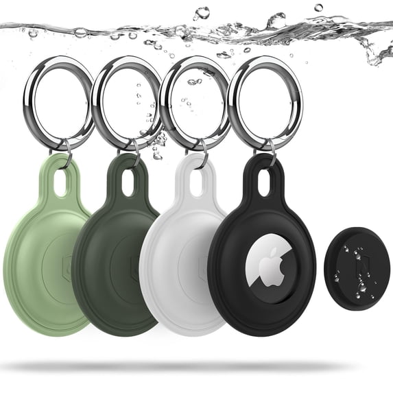 WILLED 4 Pack Airtag Holder Air Tag Case, Anti-Scratch Airtag Key Chain for Apple Air Tags, Waterproof Silicone Case with Keychain, Protective Cover Key Finder Tracker Compatible with Apple AirTag