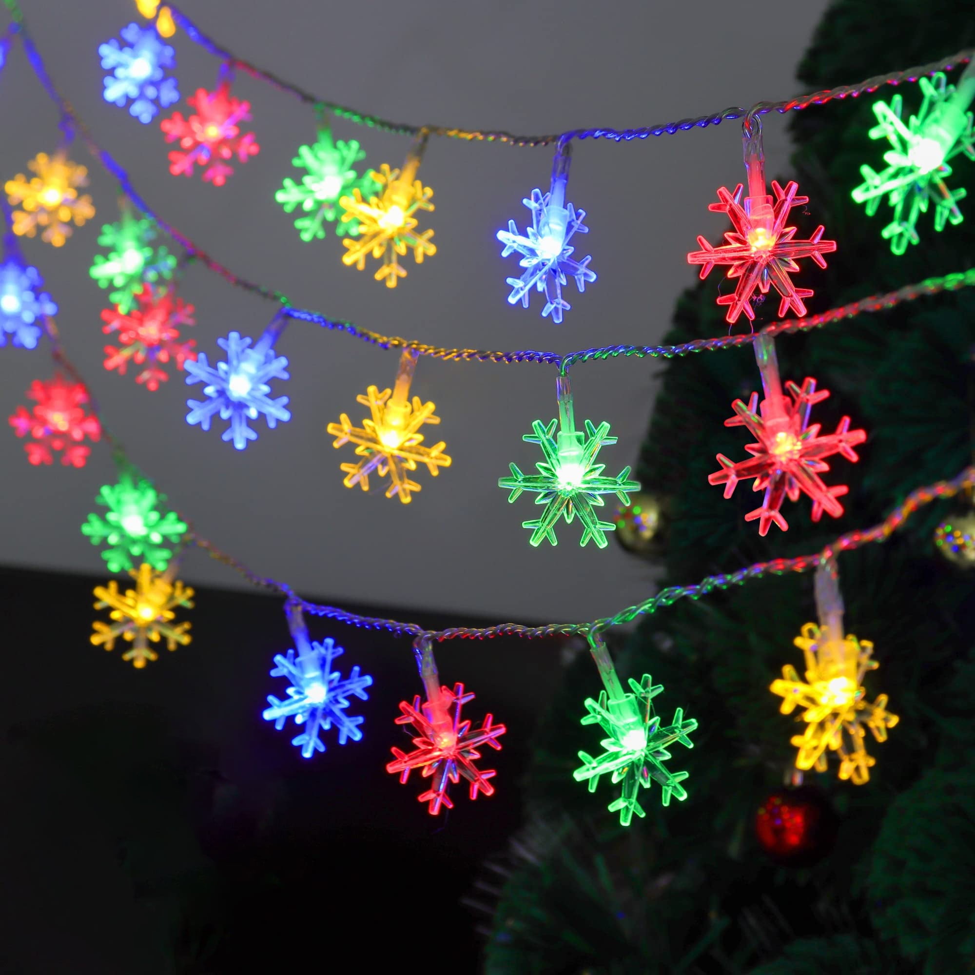 WILLED 5 Pack Christmas Snowflakes String Lights Outdoor, 10LED 6.56FT