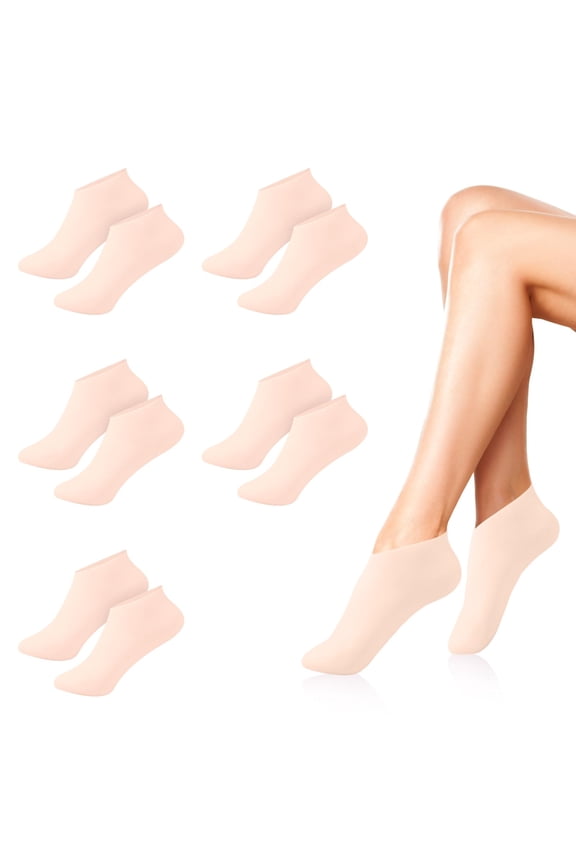 YUNOVA 5 Pairs Spa Gel Socks for Dry Cracked Feet - Silicone Moisturizing Socks for Women - Aloe Vera Infused Socks for Foot Care and Skin Repair