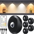 thumbnail image 1 of WILLED 6 Pack Puck Lights with Remote Control, Rechargeable Under Cabinet Lights, 1200mAh Battery Operated Tap Lights, Dimmable Push Lights, Wireless Closet Lights, LED USB Stick On Lights, 1 of 7