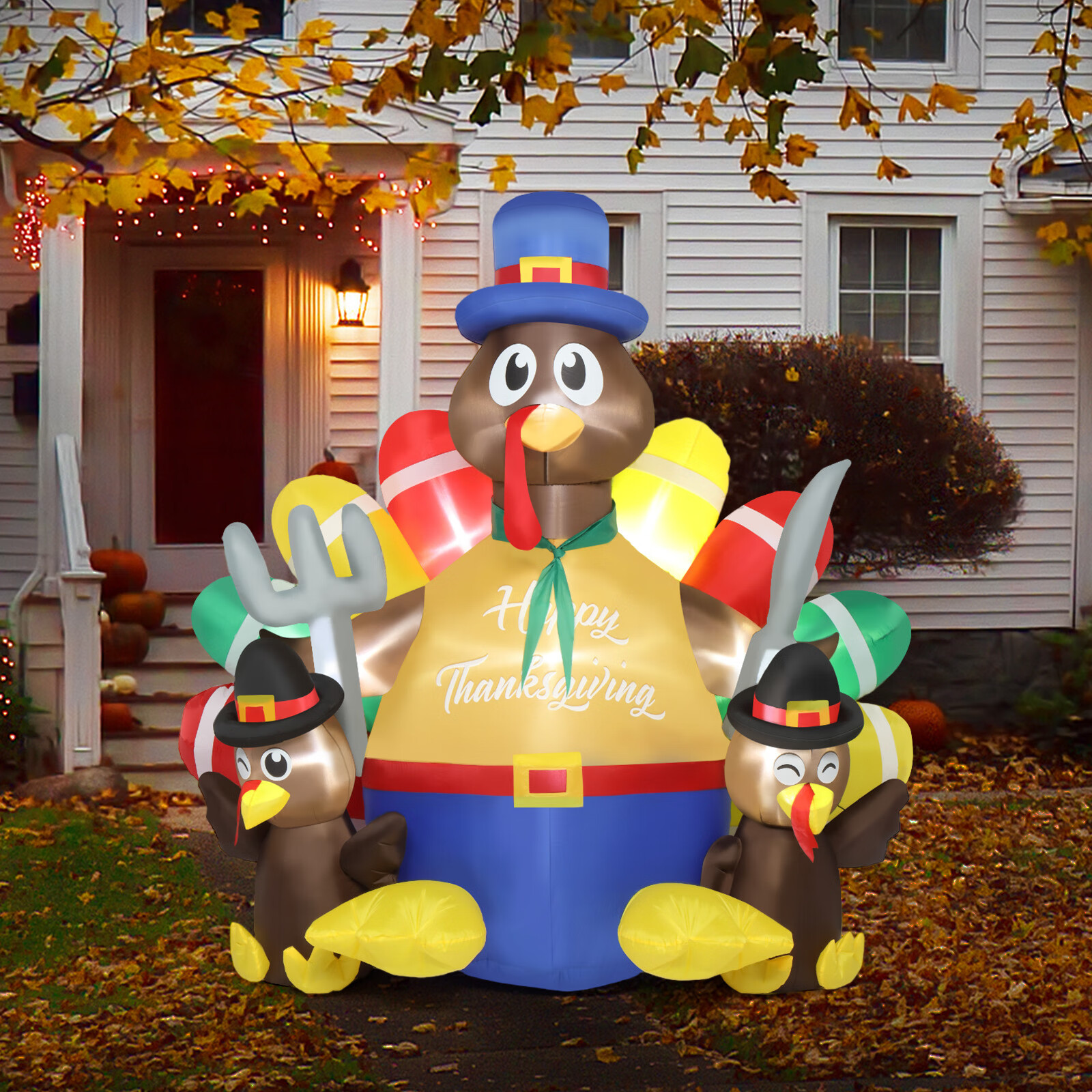 WILLED 6ft Thanksgiving Inflatable Decorations Lighted Happy