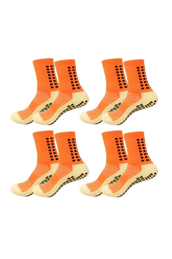 Anti Slip Soccer Grip Socks for Men, Non Skid Football Basketball Socks with Cushioning, Ideal for Soccer Training, Running, and Sports Performance, 4 Pairs