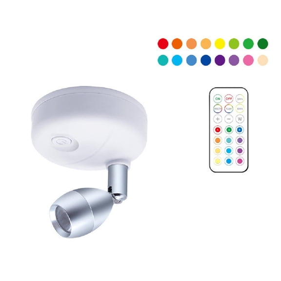 YUNOVA Battery Operated Spotlights Indoor, Uplighting Indoor, Wireless Spotlight with Remote, 13 Color Led Spotlight with Rotatable Light Head Stick on Wall Hallway for Painting Picture Artwork