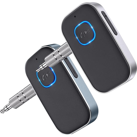 WILLED Bluetooth AUX Adapter for Car, Noise Reduction Bluetooth 5.0 Receiver for Music/Hands-Free Calls, Wireless Audio Receiver for Home Stereo/Speaker, 16H Battery Life/Dual Connect, 2 Pack