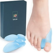 WILLED Bunion Corrector, 4PCS Gel Bunion Pads with Separator for Big Toe, Blue Toe Spacers Protectors for Women Men, Hammer Toe Straightener