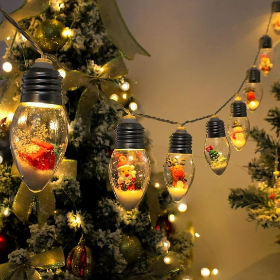 WILLED Christmas LED String Lights, 6.6ft 10 Bulbs Snowman Santa Christmas Tree Hangings, Battery Operated Xmas Home Decor Atmosphere Lighting, Multi-Functional Decoration for Porch, Patio, Staircase