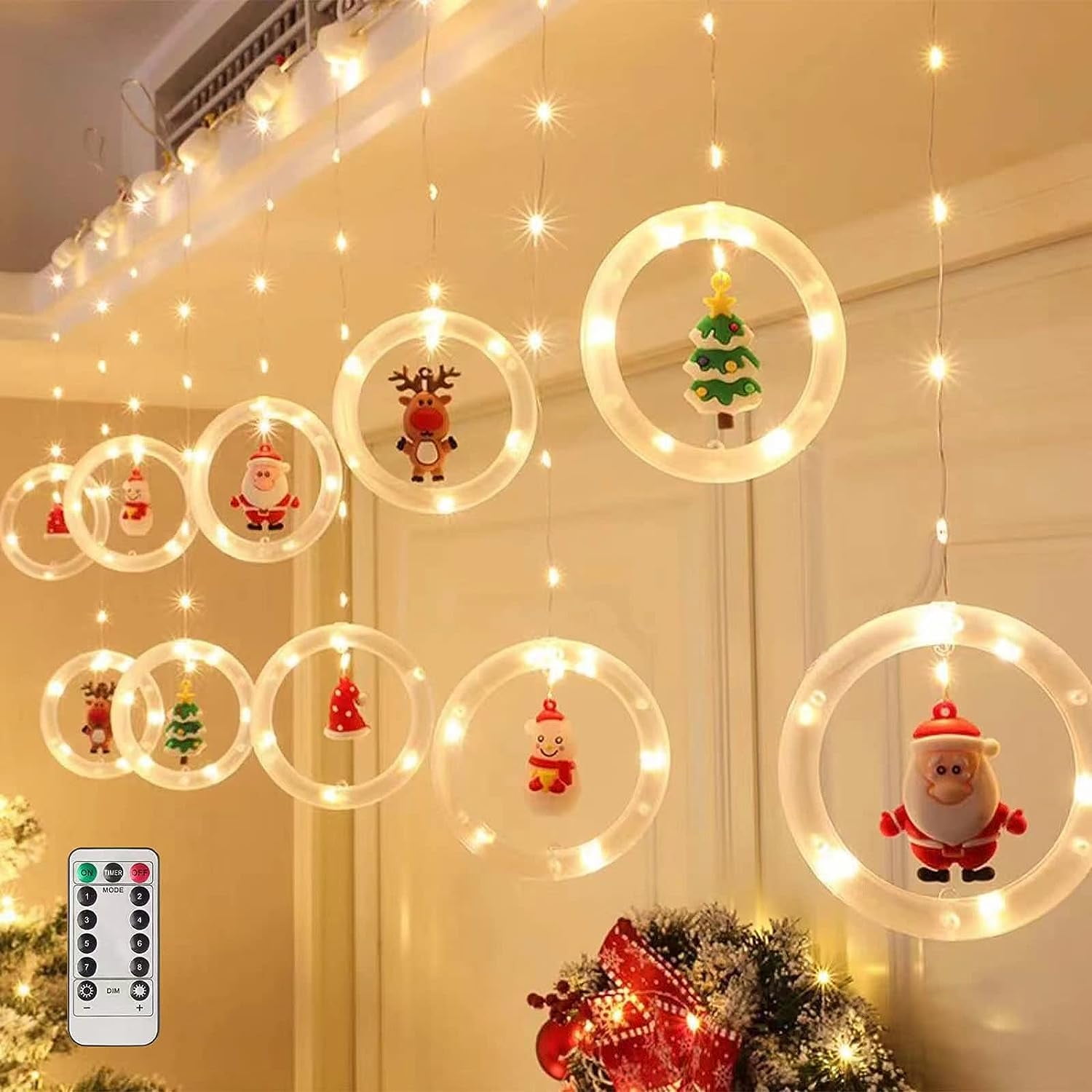 Christmas Window Lights, 120 Led Christmas Curtain Lights 8 Modes Twinkle  With Remote Control Usb Plug In Fairy Lights 10 Ft Christmas Decorations  Lig