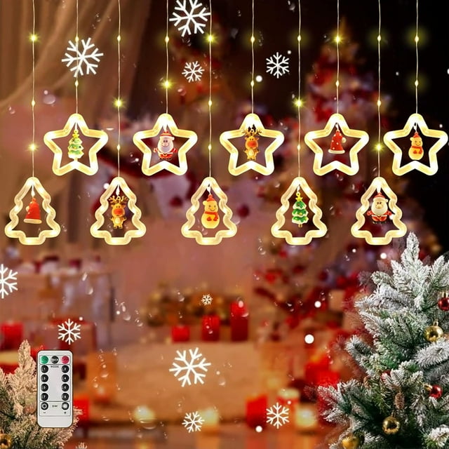 WILLED Christmas String Lights 120LED Window Curtain Lights with Remote