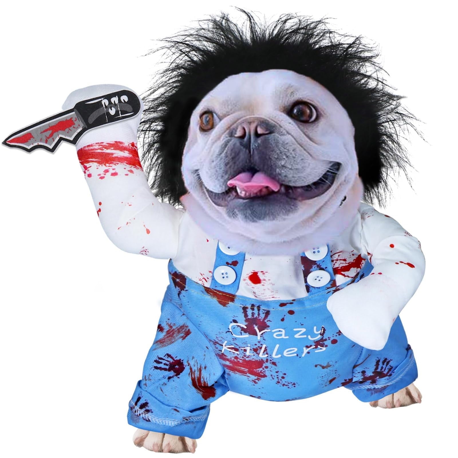 Scrary Dogs WILLED Halloween Deadly Doll Dog Costume, Scary Cosplay Outfit for Cats ...