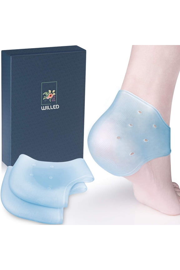Heel Cups, Gel Plantar Fasciitis Inserts, Unisex Breathable Heel Pads for Heel Pain Heal Dry Cracked Heels Achilles Tendinitis, Silicone Heel Protectors for Women and Men