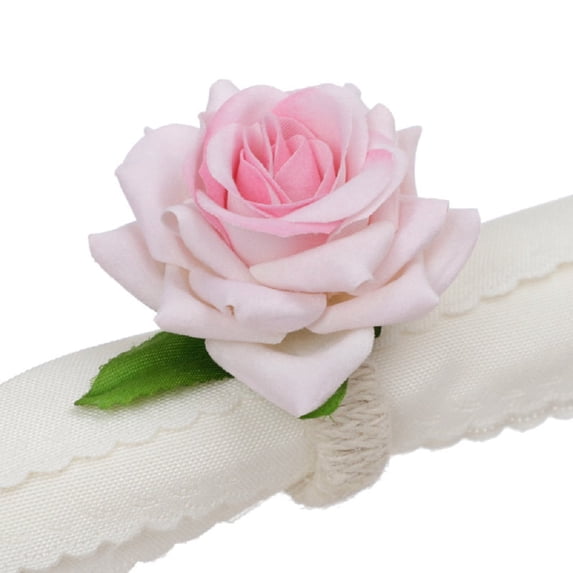 YUNOVA Set of 12 Napkin Rings - Rose Napkin Rings Handicraft Flower Napkin Holders for Wedding Anniversary Thanksgiving Holiday Party Dinner Tables Decor