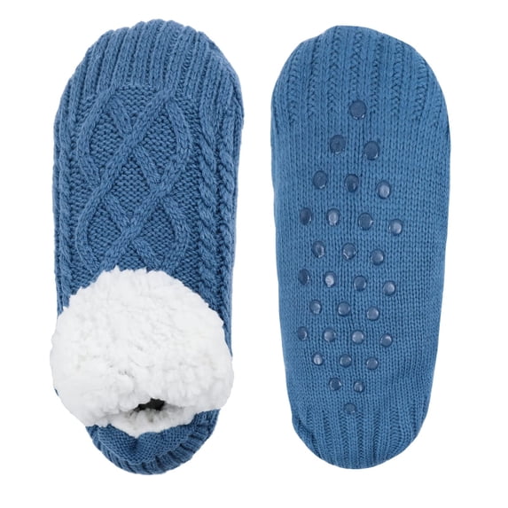 YUNOVA Slipper Socks for Women Men Girls, Fluffy Warm Socks Knitted Thick Fleece Lined Grippers Non Slip Socks Soft Cozy Winter Home House Bed Floor Slipper Socks