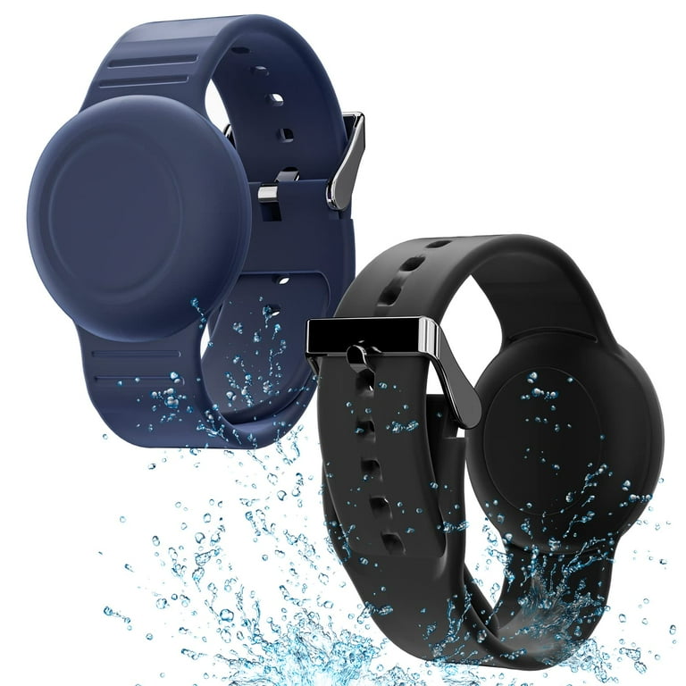 WILLED Waterproof Air Tag Bracelets for Kids 2 pack GPS Tracker Compatible with Apple AirTag Black Navy Blue Walmart