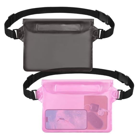 WILLED Waterproof Pouch Bag with Adjustable Waist Strap (2 Pack) - IP68 Waterproof Waist Bag Screen Touchable Dry Bag with Adjustable Belt for Beach, Swimming, Boating, Fishing, Hiking, etc