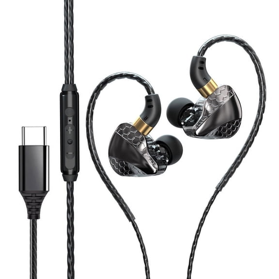 YUNOVA Wired Earbuds Earphones, Earbuds with Microphone Noise Canceling Isolating Headphones Soft Ear Buds, TYPE-C Plug, Black