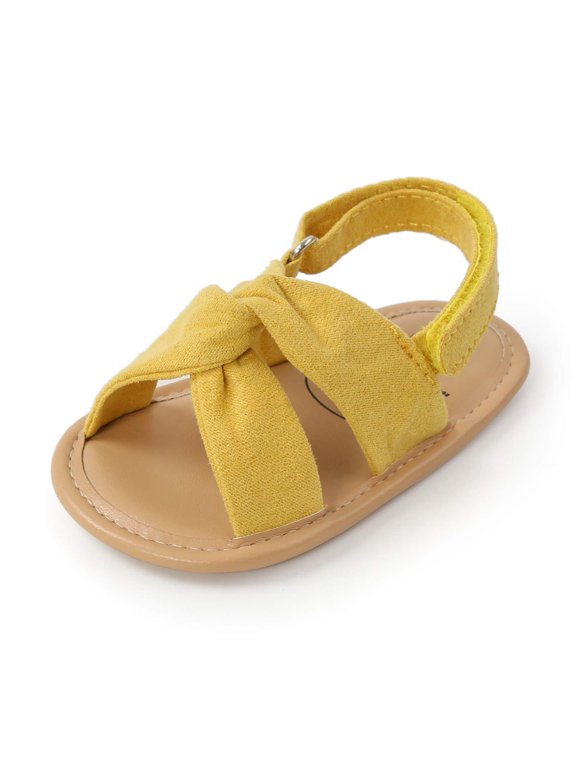 Baby Girls Summer Sandals Lightweight Soft Sole Infant Slippers Princess Dress Toddler First Walkers Shoes(12-18 Months Infant, Yellow)