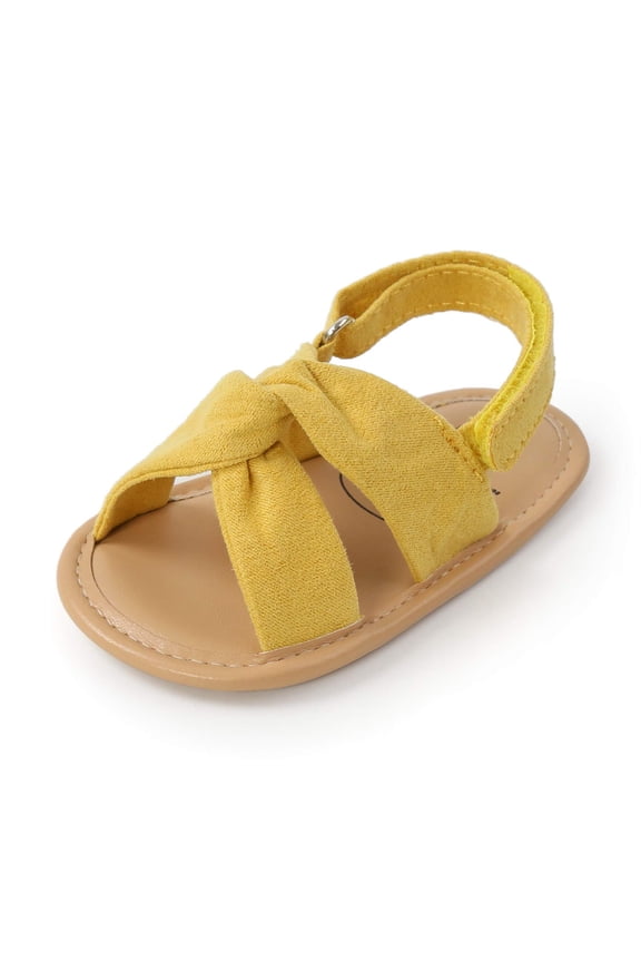 Baby Girls Summer Sandals Lightweight Soft Sole Infant Slippers Princess Dress Toddler First Walkers Shoes(12-18 Months Infant, Yellow)