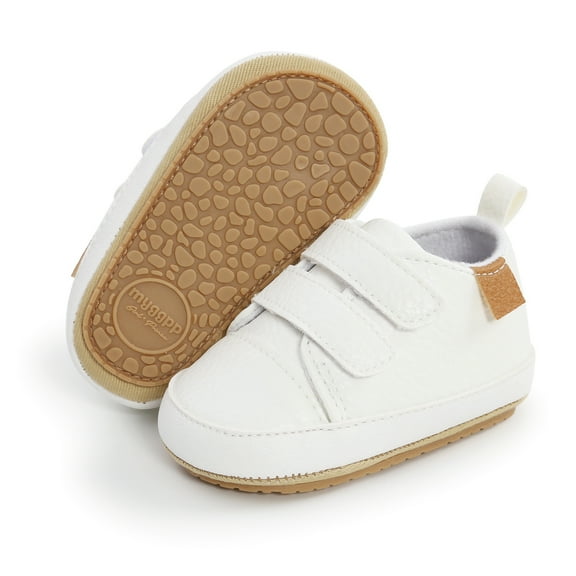 WILLFUN Unisex Baby Boys Girls High-Top Ankle Sneakers Toddler Soft Rubber Sole Infant Crib Shoes(White, 0-6 Months Infant)
