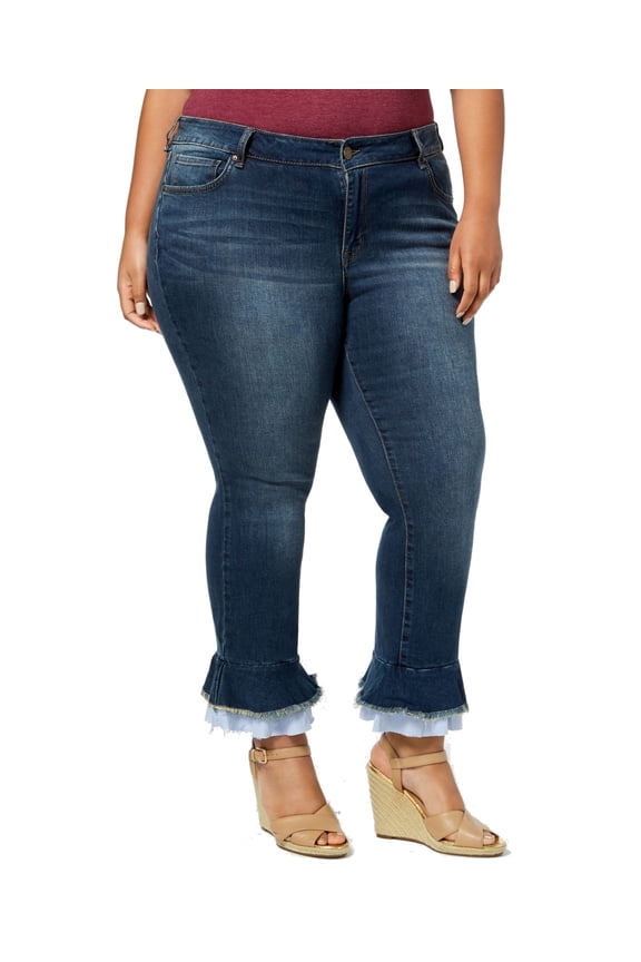 Williams Rast Plus Size Skinny Flared Hem Ankle Jeans Modern Boho 18W