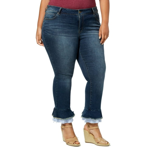 Williams Rast Plus Size Skinny Flared Hem Ankle Jeans Modern Boho 18W