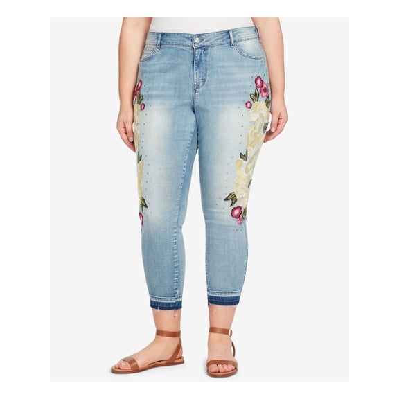 Womens Jeans Plus Stretch Embroidered 16W