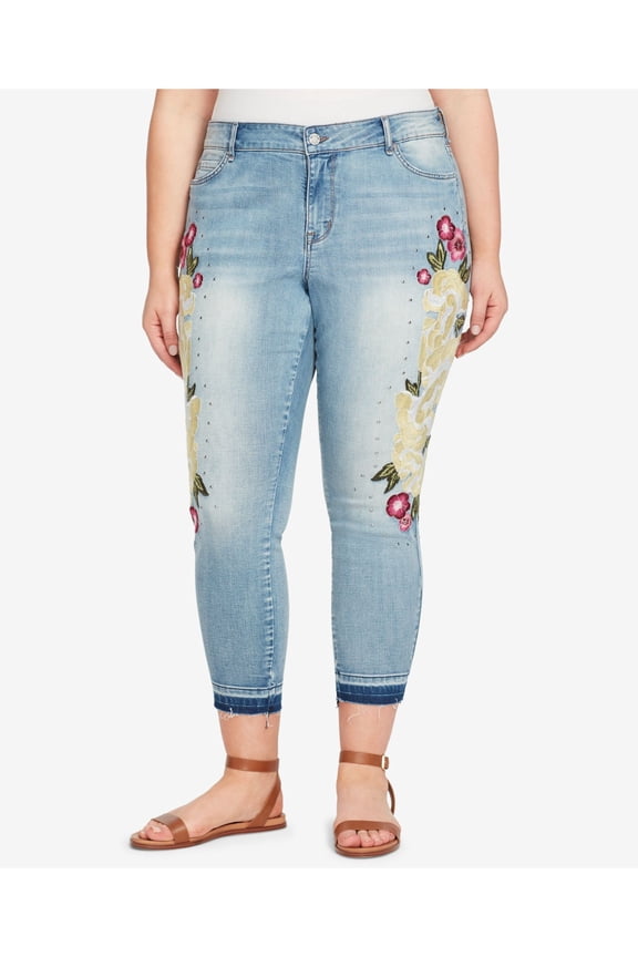 $140 Womens New 1413 Blue Skinny Ankle Jeans 18W Plus B+B