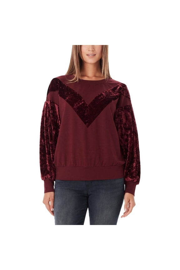 Womens Burgundy Long Sleeve Jewel Neck Top M