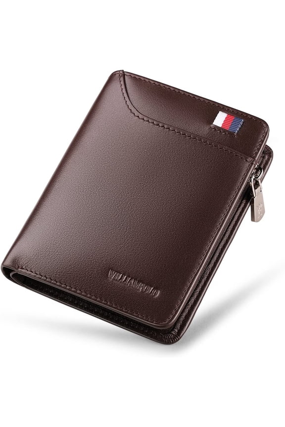 Men Wallets Genuine Leather Slim Wallet Mens Short Money Clips Small Coin Pocket Bifold Credit Card Holder Thin Purse with ID Window