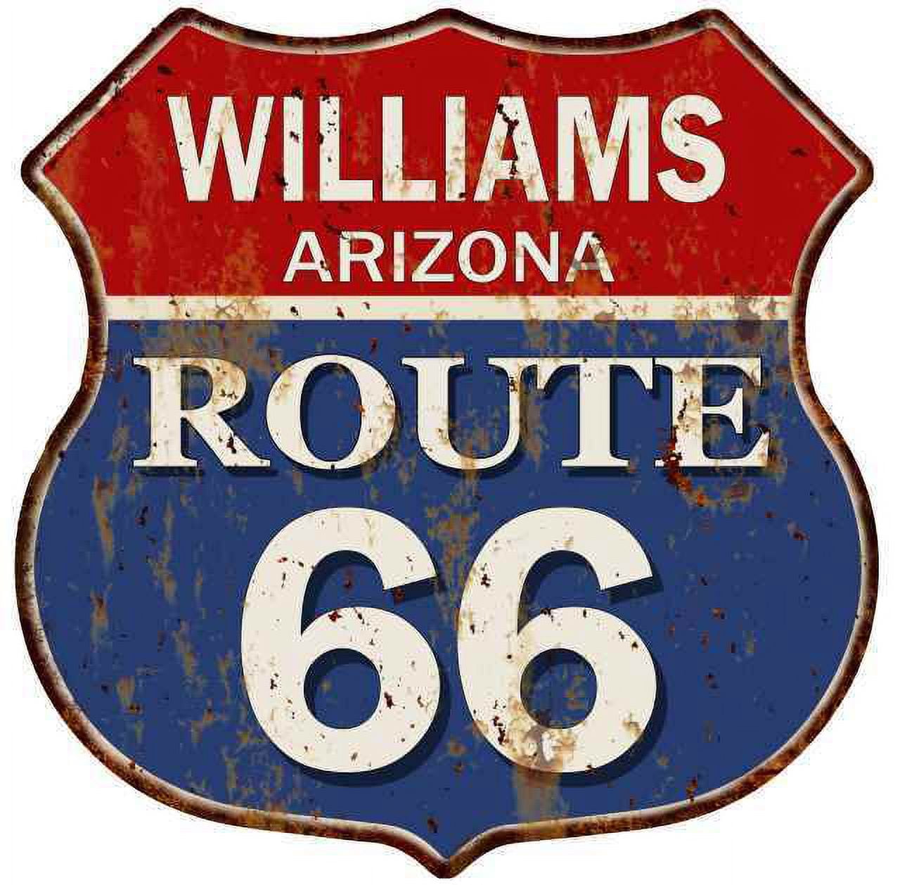WILLIAMS, ARIZONA Route 66 Shield Metal Sign Man Cave Garage Size: 12"x ...