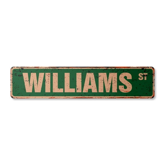 WILLIAMS Vintage Aluminum Street Sign Childrens Name Room Metal Sign rustic metal tin | Indoor/Outdoor |  18" Wide