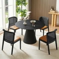 thumbnail image 1 of WILLIAMSPACE 47.24" Round Dining Table for 4 to 6, Modern Wood Kitchen Table Mid Century Circular Tabletop Conical Base Restaurant Furniture for Dining Room Kitchen Leisure Coffee Table, Black, 1 of 8