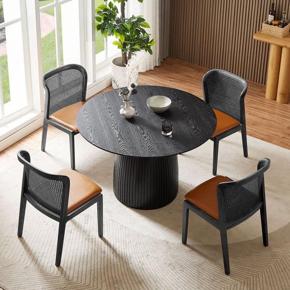 WILLIAMSPACE 47.24 in Round MDF Dining Table, Black