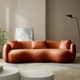 thumbnail image 1 of WILLIAMSPACE 93.6" Curved Sofa Couch, Modern 3 Seat Comfy Boucle Fabric Sofa with 3 Throw Pillows for for Living Room Apartment Home Office, Orange, 1 of 5