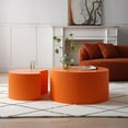 thumbnail image 1 of WILLIAMSPACE Nesting Coffee Table Set of 2, Matte Black Round Wooden Coffee Tables, Modern Luxury Side Tables Accent End Table for Living Room Apartment, 1 of 9