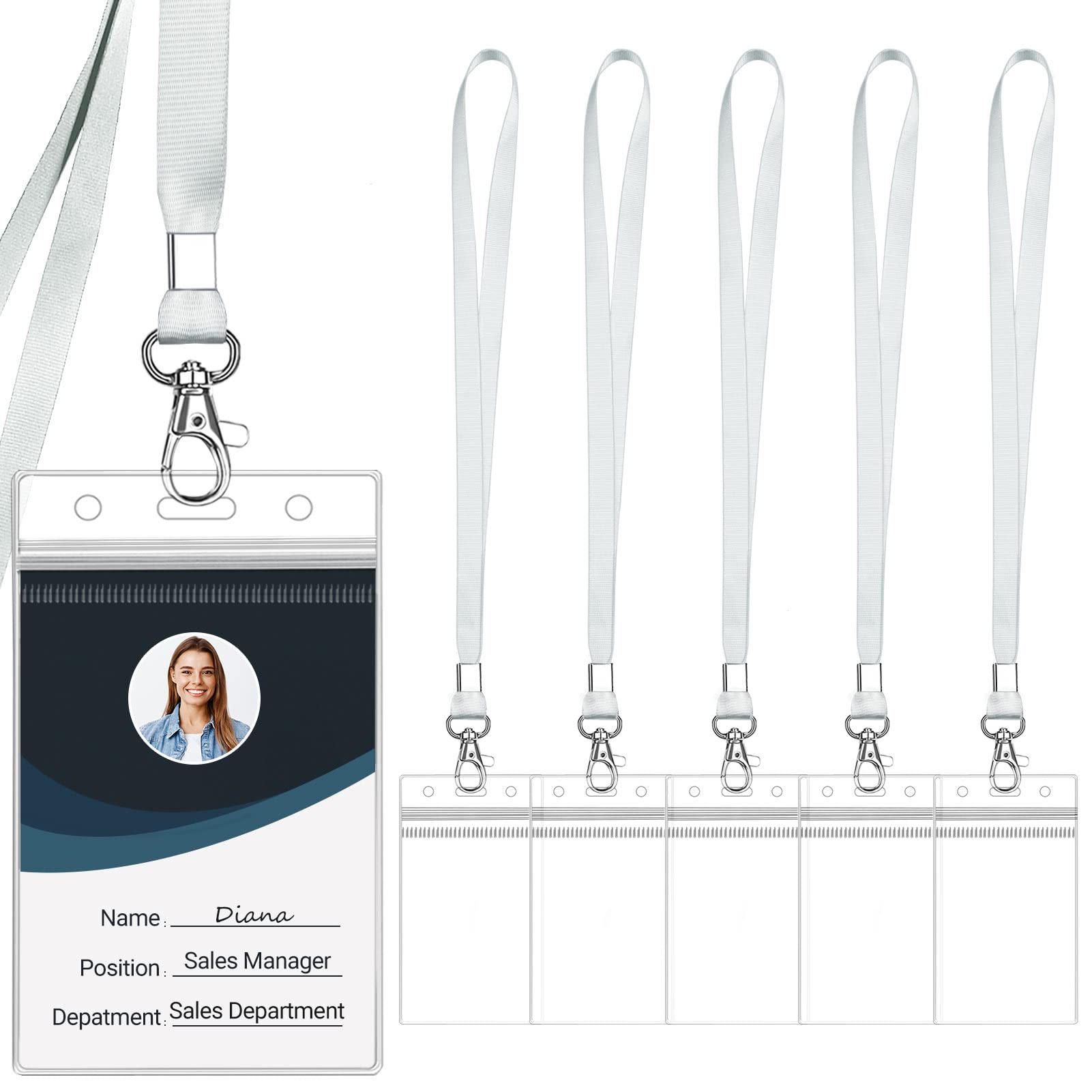 WILLIZTER Clear ID Badge Holder with Lanyard Water Proof Vertical