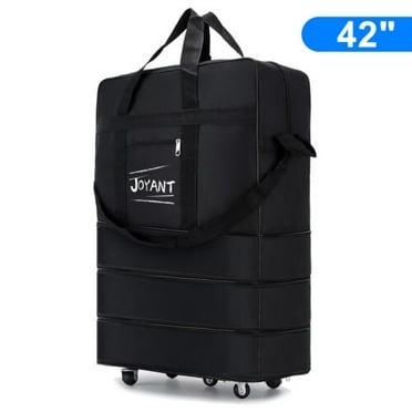WILLJOY 42" Duffle Luggage Bag Foldable Rolling Duffle Travel Bag with Universal Wheels,Waterproof Expandable Oxford Suitcase, Black