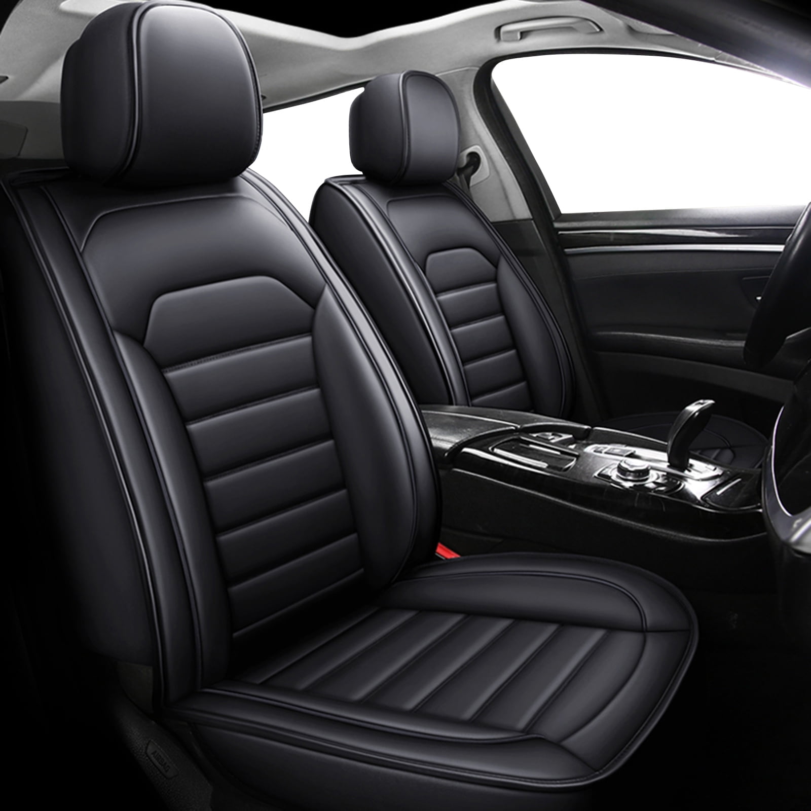 WILLJOY Car Seat Cover Fit for 2010-2025 Nissan Rogue, 5-Seat Breathable Faux Leather Automotive Cushion Protector Front Rear Black