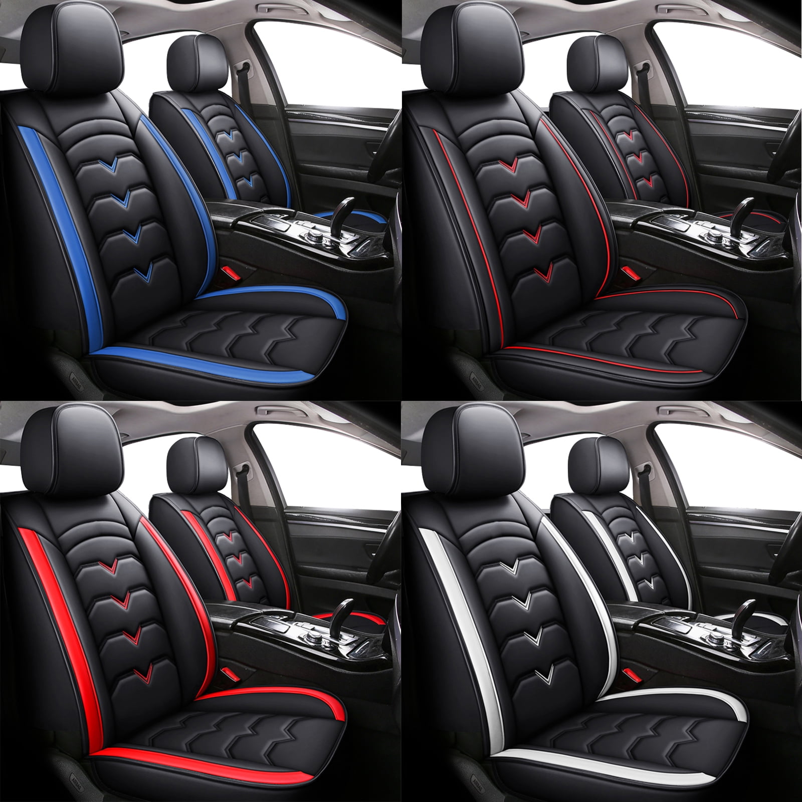 WILLJOY Car Seat Covers for Toyota Camry 2000-2024, Waterproof Artificial Leather Cushion Seat Protector for Matrix Prius Black Blue