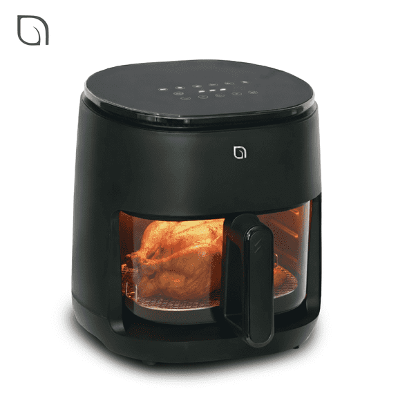 Willow Kitchen 5Qt Glass Air Fryer Non Toxic with Digital Precision Touch Screen & 5 Cooking Presets, 1500W, Black