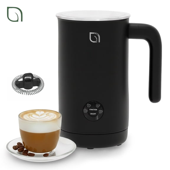 Willow Kitchen 4-in-1 0.24L Electric Milk Frother & Steamer Pitcher with Nonstick Stainless Steel Interior for Coffee, Milk, Lattes, & Hot Chocolate, Automatic Shutoff & Cordless, Black