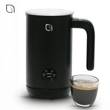 Willow Kitchen 4-in-1 0.24L Electric Milk Frother & Steamer Pitcher with Nonstick Stainless Steel Interior for Coffee, Milk, Lattes, & Hot Chocolate, Automatic Shutoff & Cordless, Black