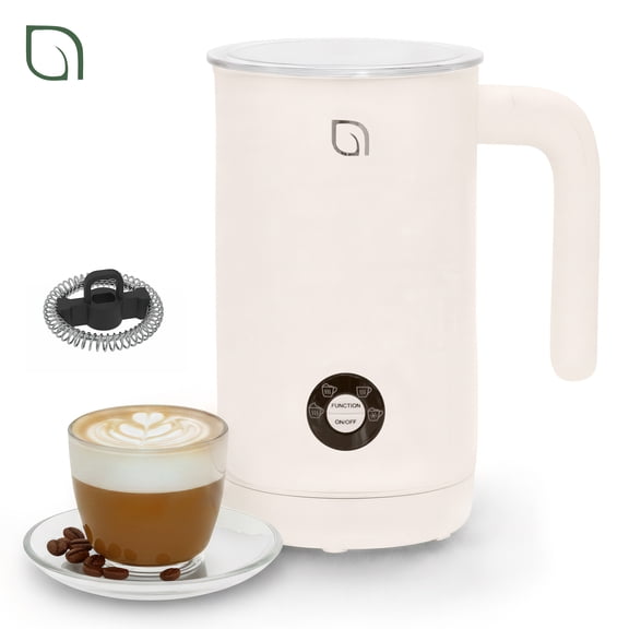 Willow Kitchen 4-in-1 0.24L Electric Milk Frother & Steamer Pitcher with Nonstick Stainless Steel Interior for Coffee, Milk, Lattes, & Hot Chocolate, Automatic Shutoff & Cordless, White