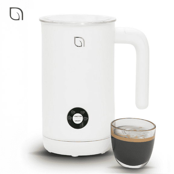 Willow Kitchen 4-in-1 0.24L Electric Milk Frother & Steamer Pitcher with Nonstick Stainless Steel Interior for Coffee, Milk, Lattes, & Hot Chocolate, Automatic Shutoff & Cordless, White
